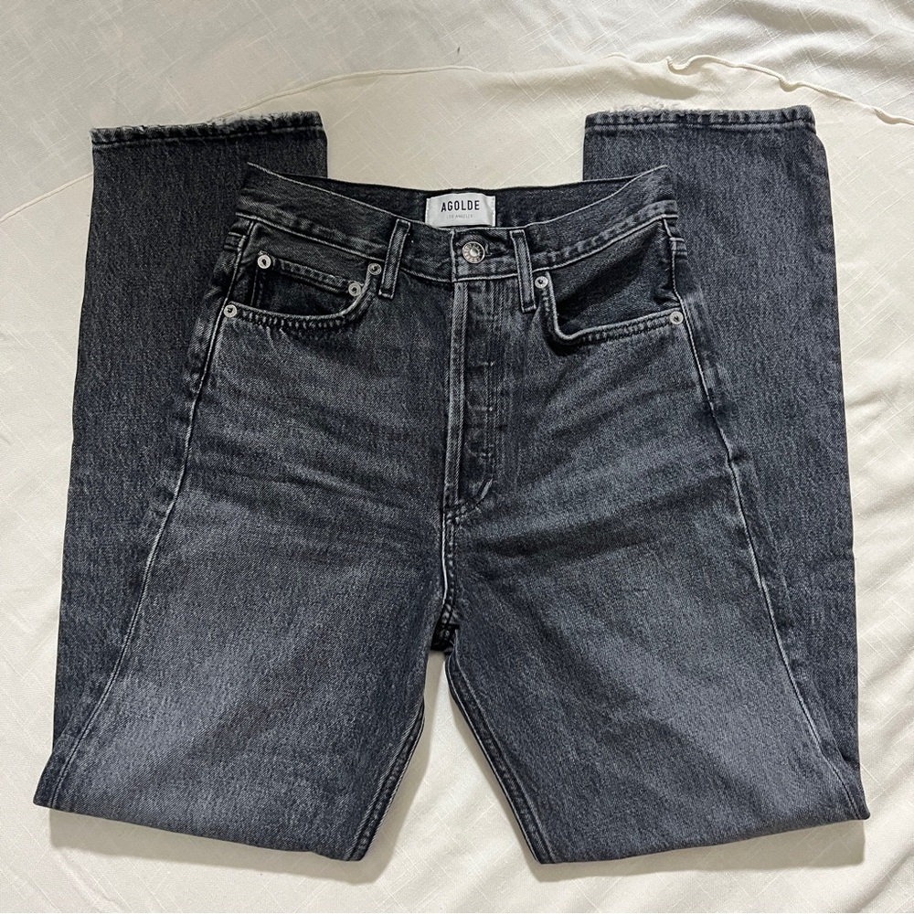 AGOLDE Black High-Rise Straight Jeans